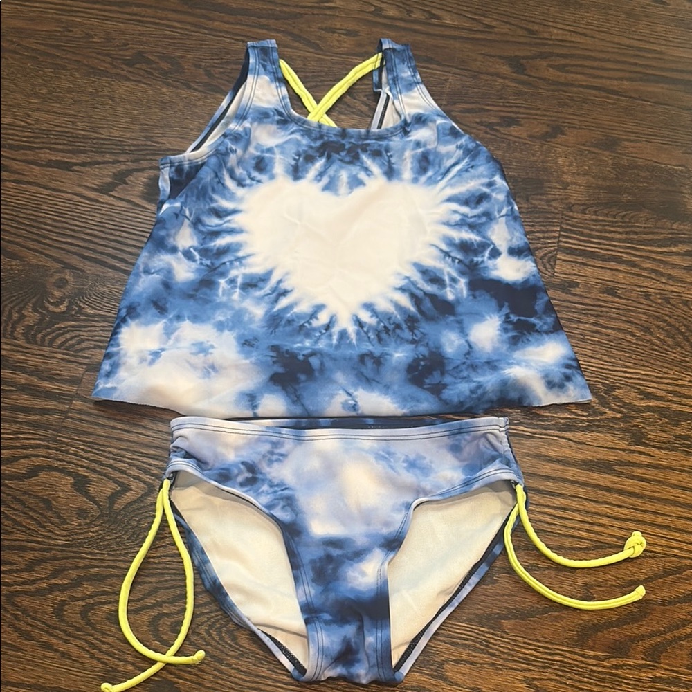 Justice Blue and White Tie-Dye Kids Bikini Set